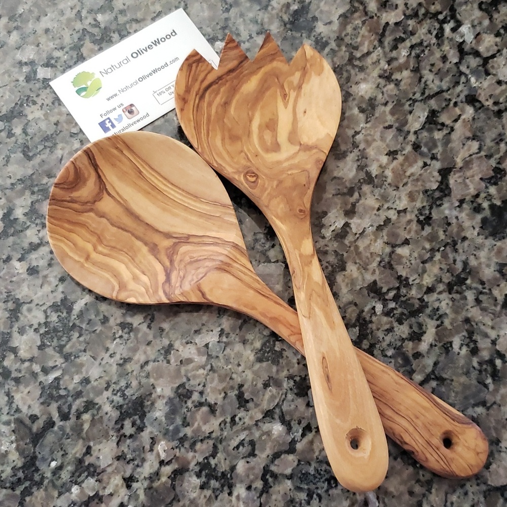 Natural Olivewood Salad Server Set